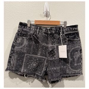 KANCAN Bandana Print Black High Rise Shorts